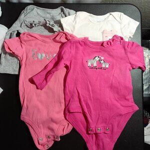Carters baby girl 1 piece (4) Bundle Pink /Gray 6M